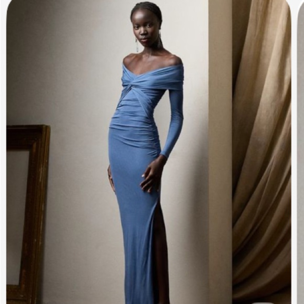 Ralph lauren collection draped jersey evening gown 2024